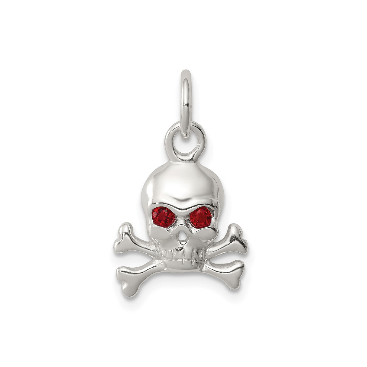 Sterling Silver Skull Pendant with Cubic Zirconia Eyes, Gothic Crossbones Punk Charm