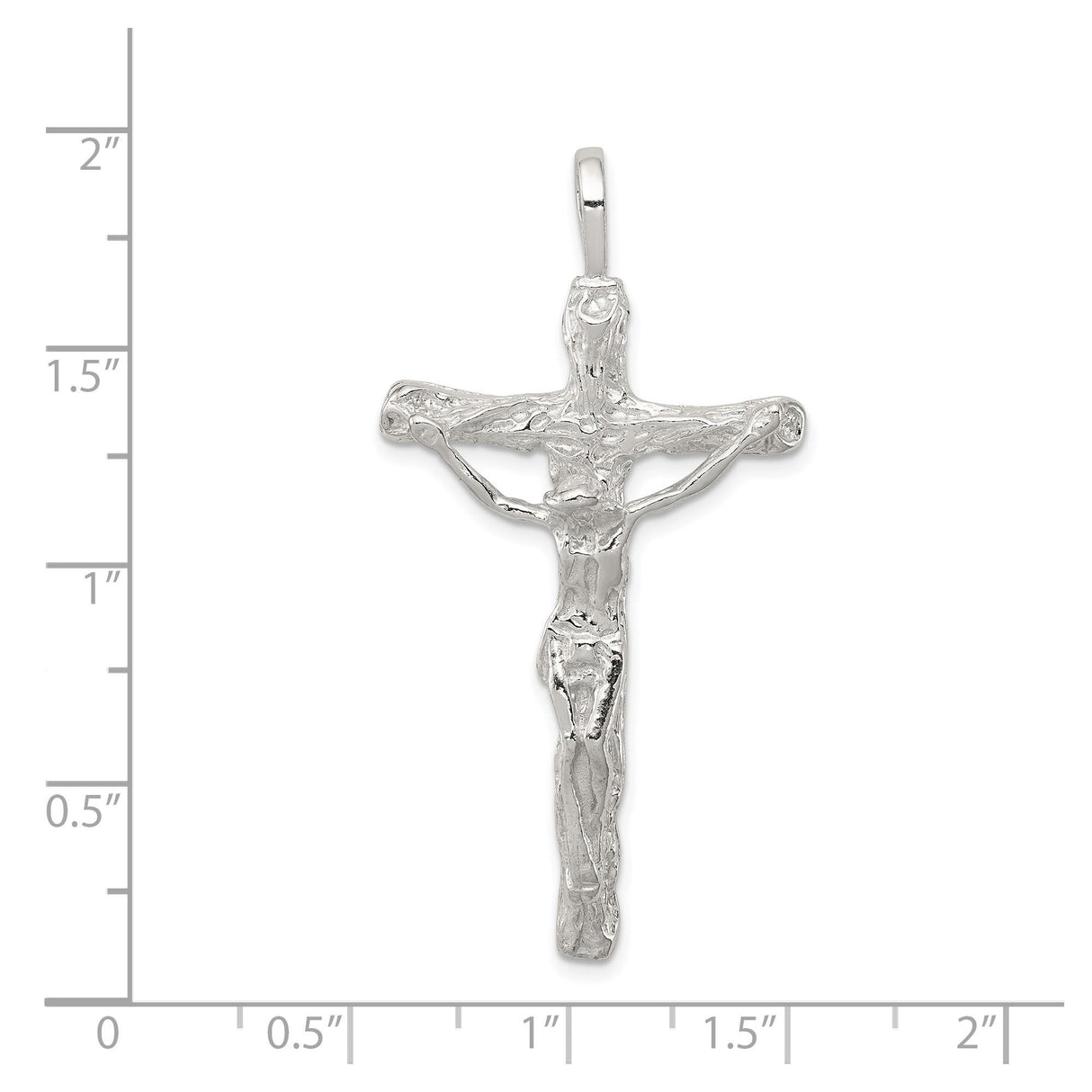 Sterling Silver Crucifix Cross Pendant with Hammered Texture and Jesus Figure