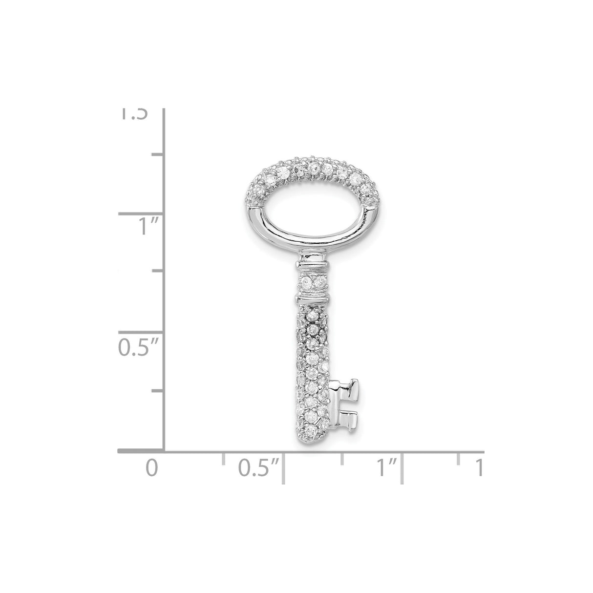 Sterling Silver Key Pendant with Cubic Zirconia and Heart Charm Design for Women