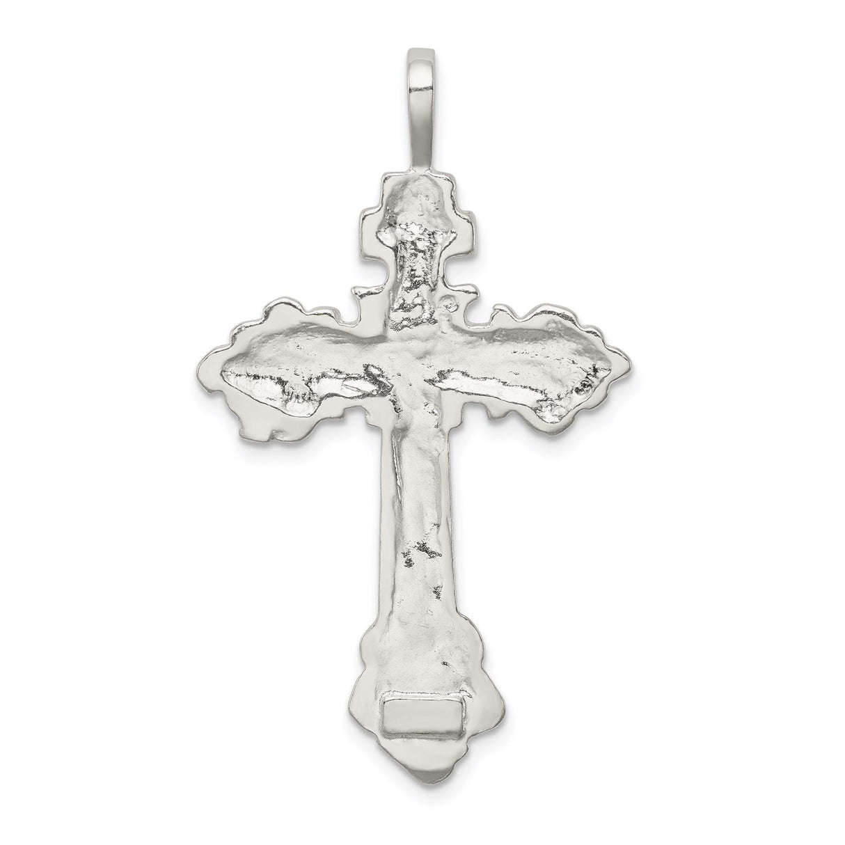 Sterling Silver Crucifix Cross Pendant with Jesus Figure, Textured Catholic Faith Charm