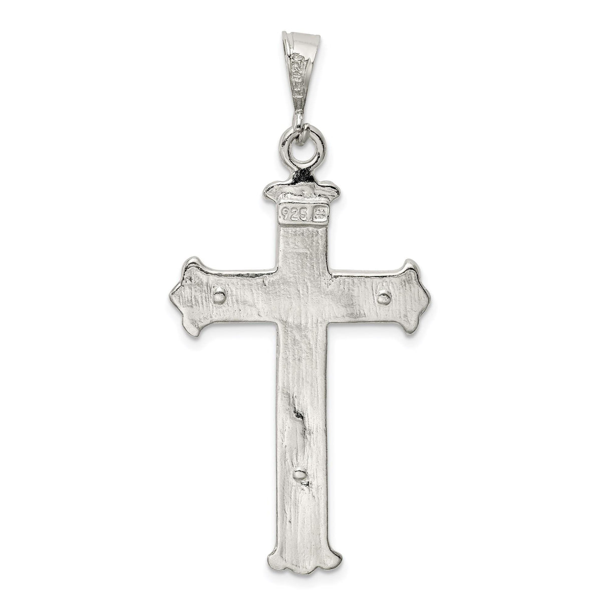 Sterling Silver Crucifix Cross Pendant with Textured Latin Cross and Christ Figure