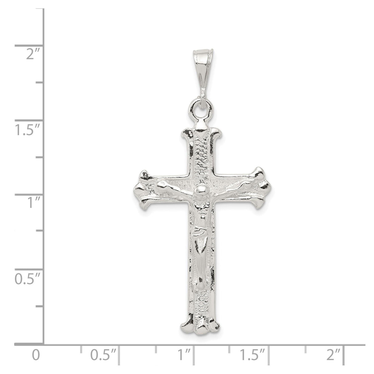 Sterling Silver Crucifix Cross Pendant with Textured Latin Cross and Christ Figure
