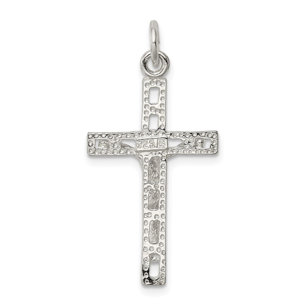 Sterling Silver Crucifix Cross Pendant with Openwork Design and Jesus Figure