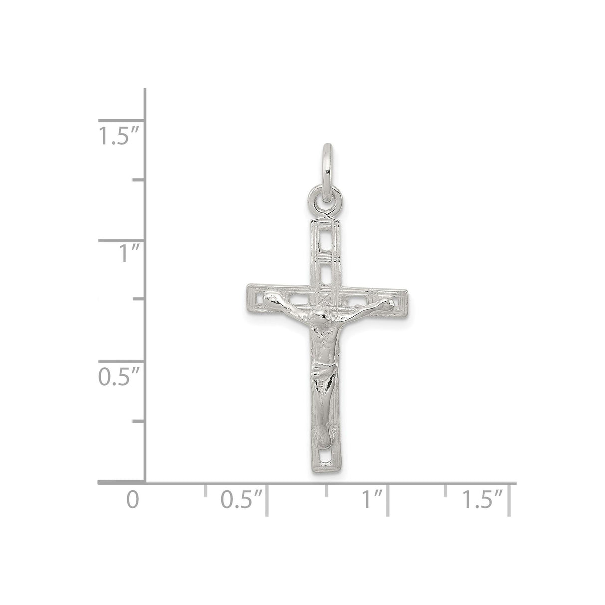 Sterling Silver Crucifix Cross Pendant with Openwork Design and Jesus Figure