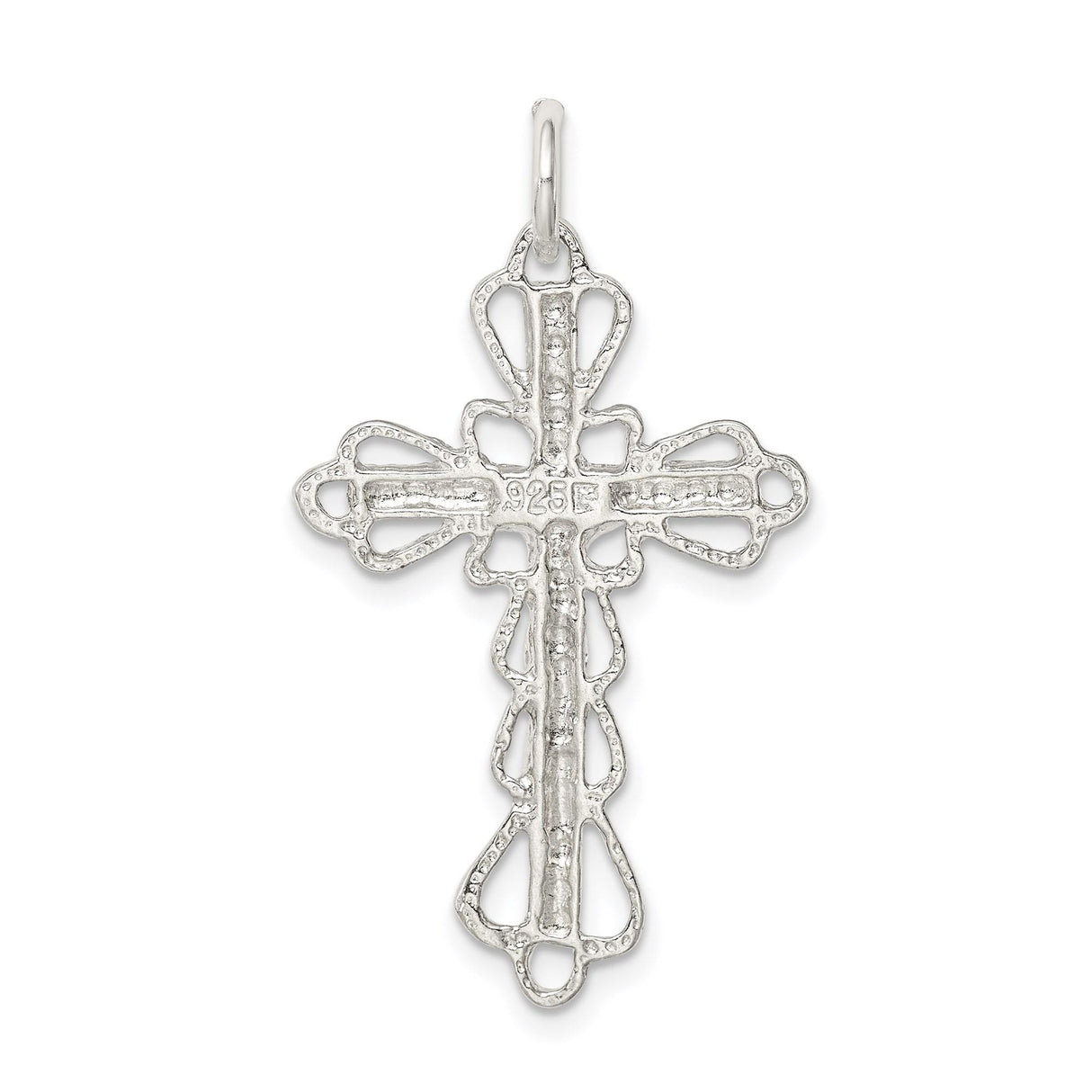 Sterling Silver Crucifix Pendant with Artistic Filigree Design Featuring Jesus on the Cross