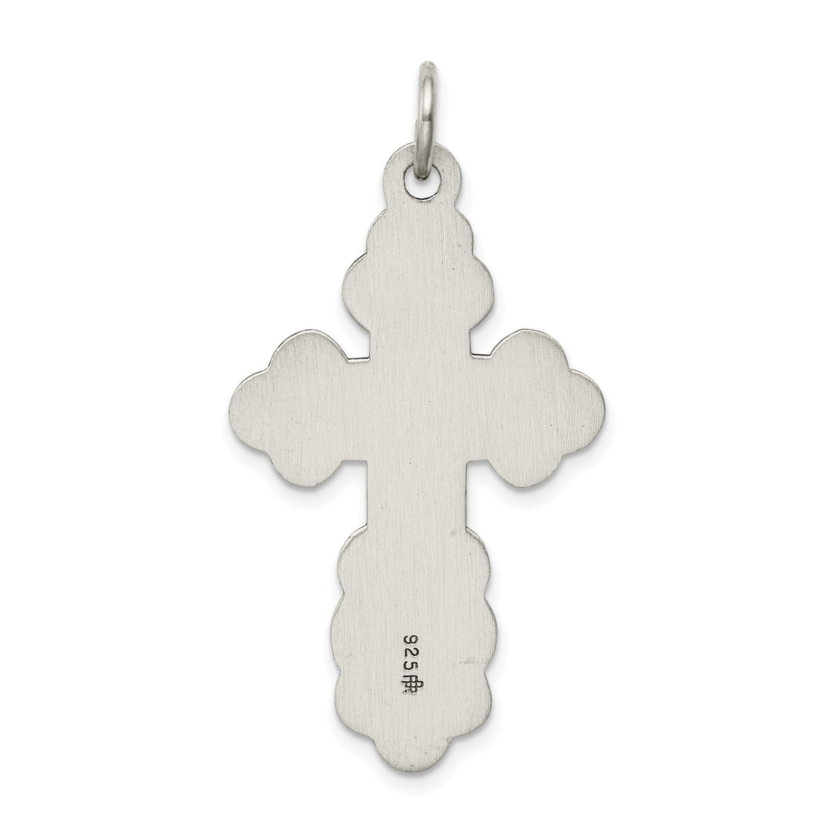 Sterling Silver Orthodox Cross Pendant with Sunburst Motif and Three Bar Eastern Design