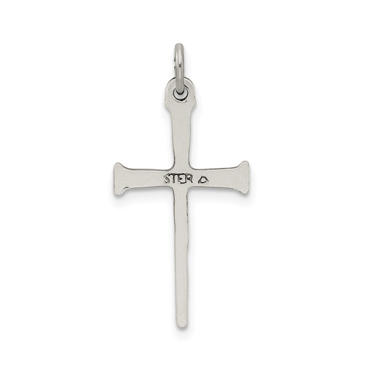 Sterling Silver Nail Cross Pendant with Hammered Texture, Rustic Religious Jewelry for Men and Women
