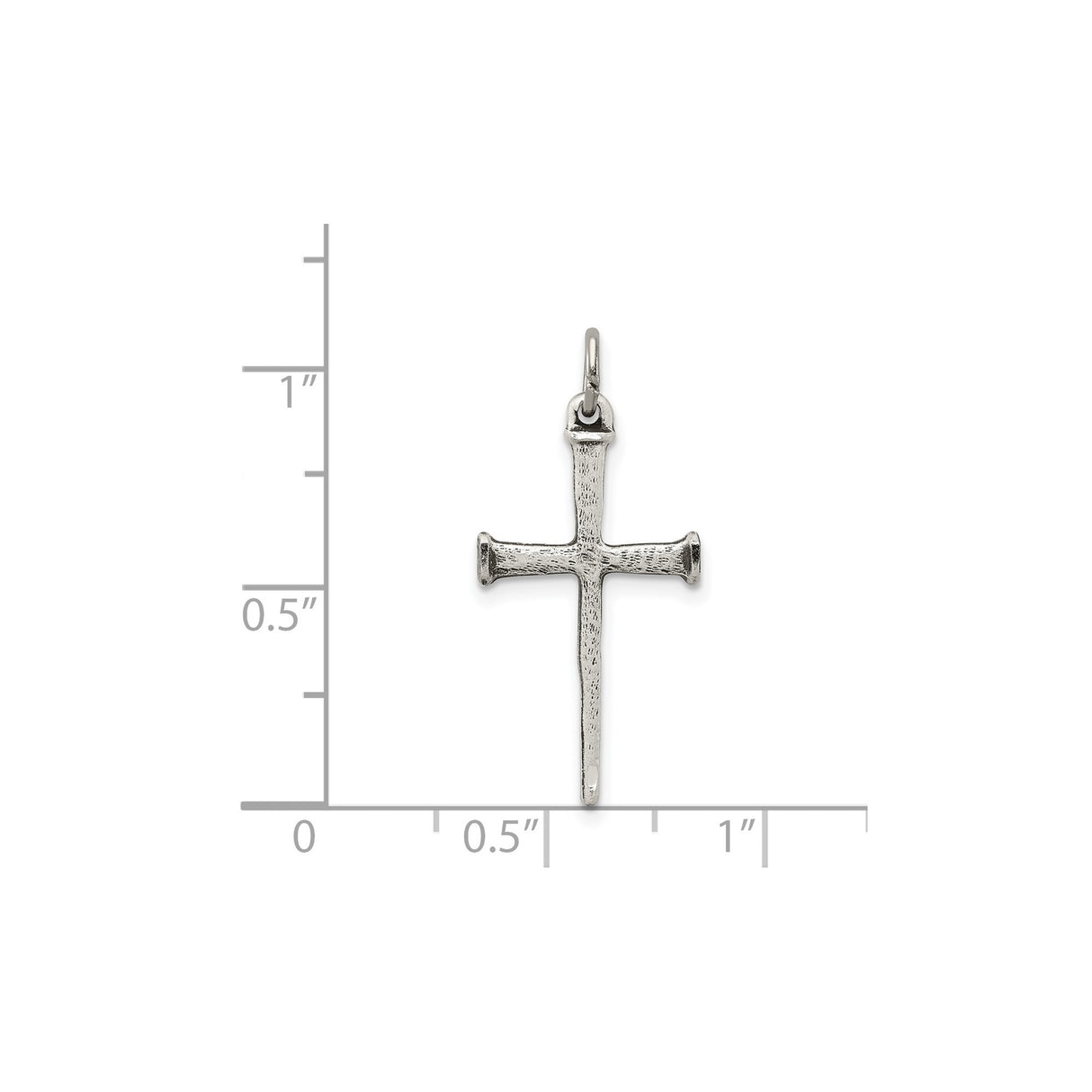 Sterling Silver Nail Cross Pendant with Hammered Texture, Rustic Religious Jewelry for Men and Women