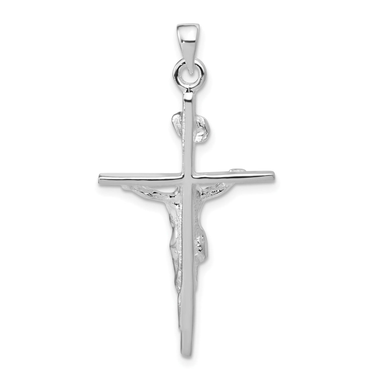 Sterling Silver Crucifix Cross Pendant with INRI Jesus Charm, Christian Religious Jewelry for Men and Women