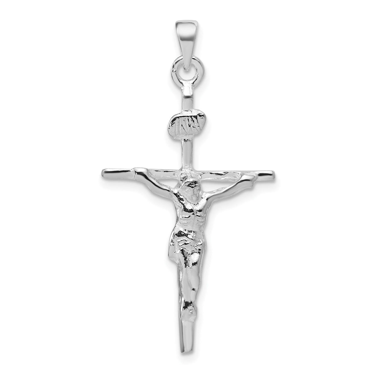 Sterling Silver Crucifix Cross Pendant with INRI Jesus Charm, Christian Religious Jewelry for Men and Women