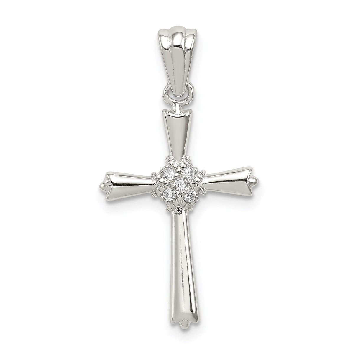 Sterling Silver Cross Pendant with Cubic Zirconia, Celtic and Gold Accents, Unisex Design