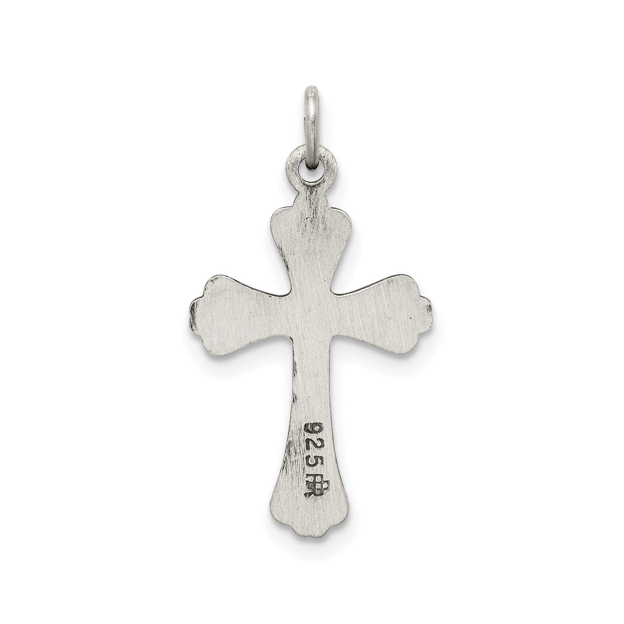 Sterling Silver Cross Pendant with Baroque Scrollwork and Matte Finish, Vintage Inspired Unisex Design