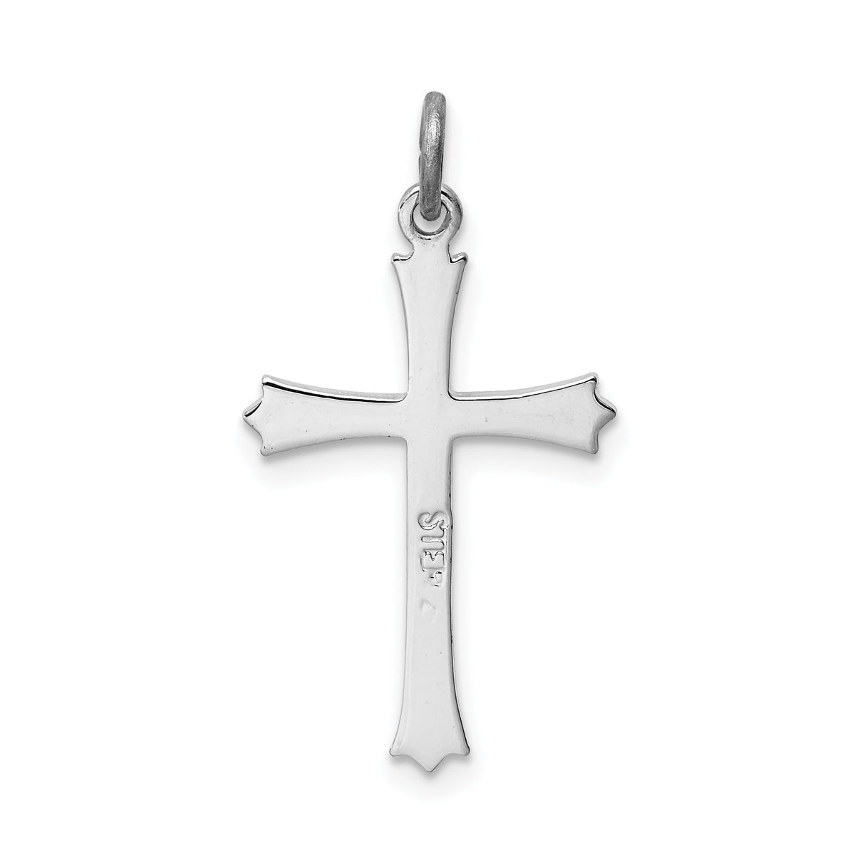 Sterling Silver Cross Pendant with Fleur-de-Lis Design and Polished Finish