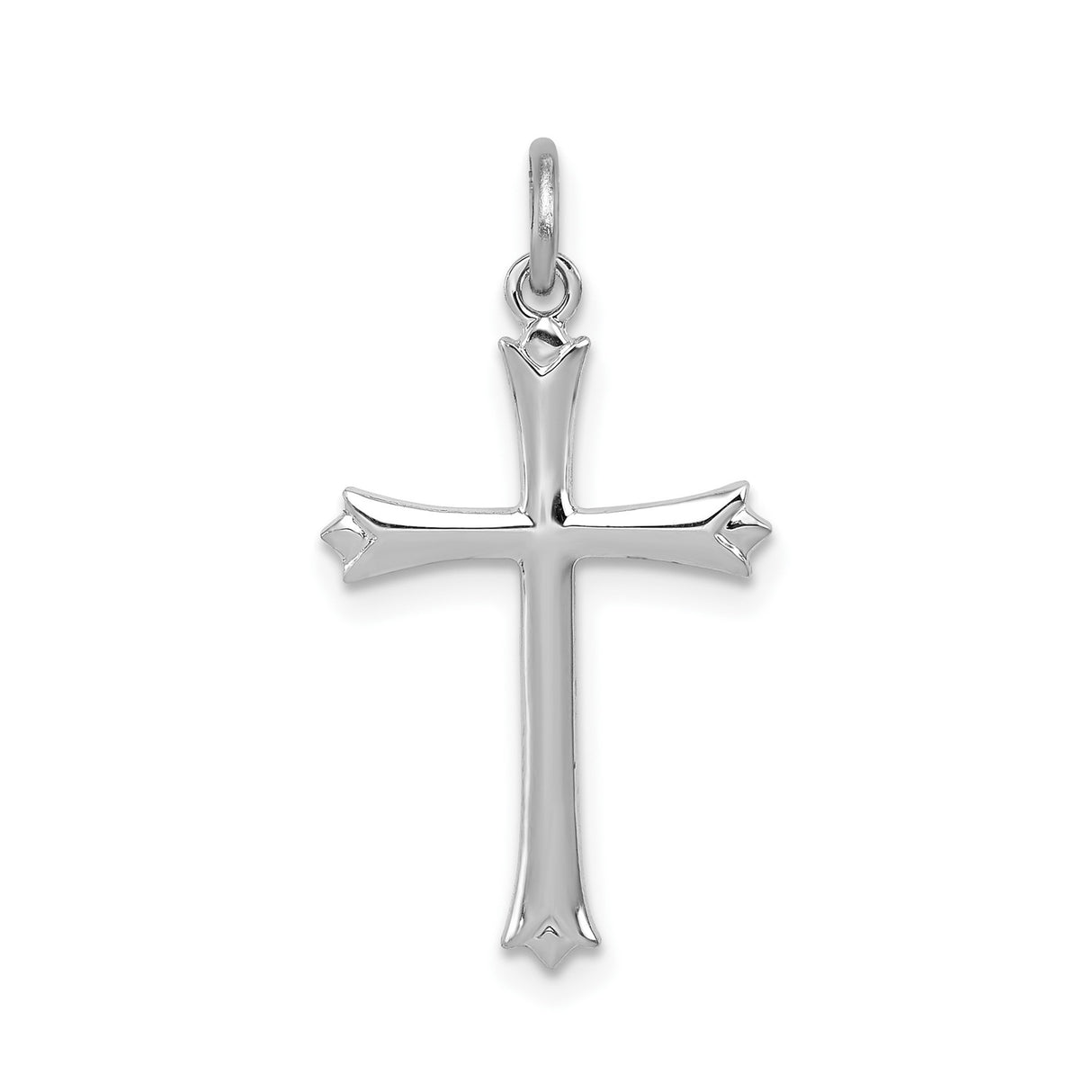 Sterling Silver Cross Pendant with Fleur-de-Lis Design and Polished Finish