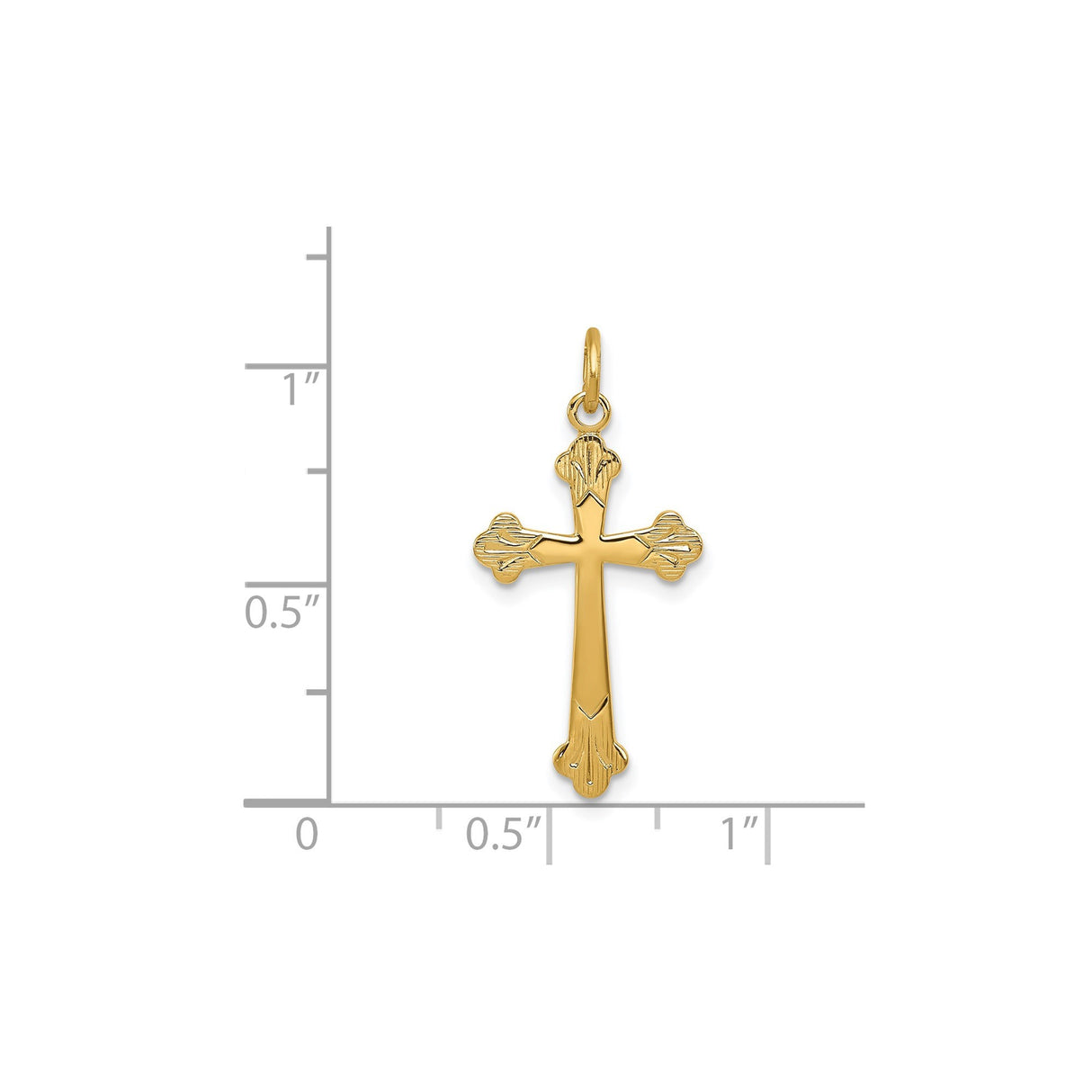 Sterling Silver Budded Cross Pendant with Carved Detail, Religious Charm Design