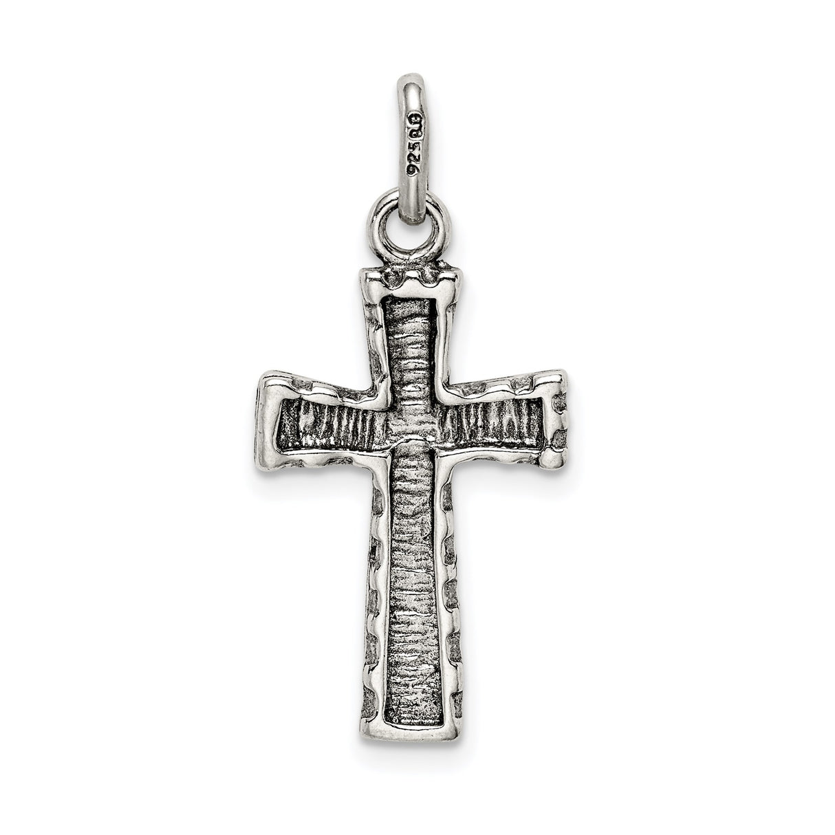 Sterling Silver Cross Pendant with Hammered Finish, Hand-Forged Spiritual Design