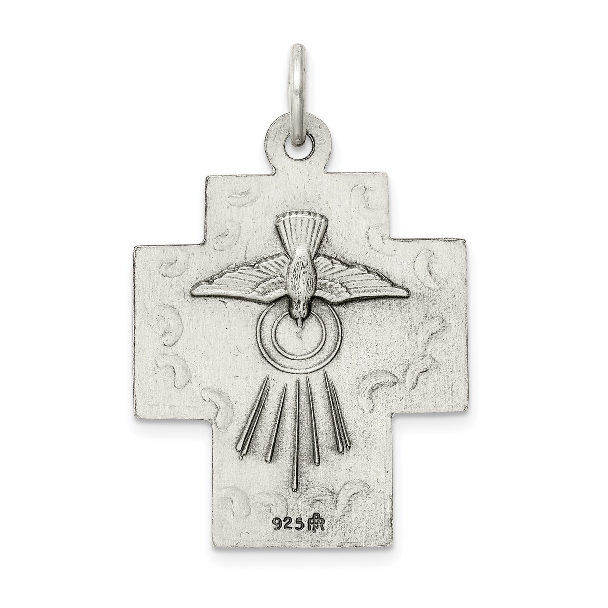 Sterling Silver Cross Pendant with Alpha Omega Design, Antique Religious Style