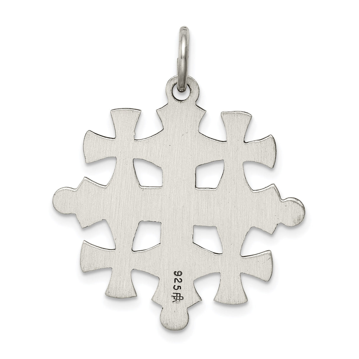 Sterling Silver Jerusalem Cross Pendant with Flared Edges and Textured Faith Design