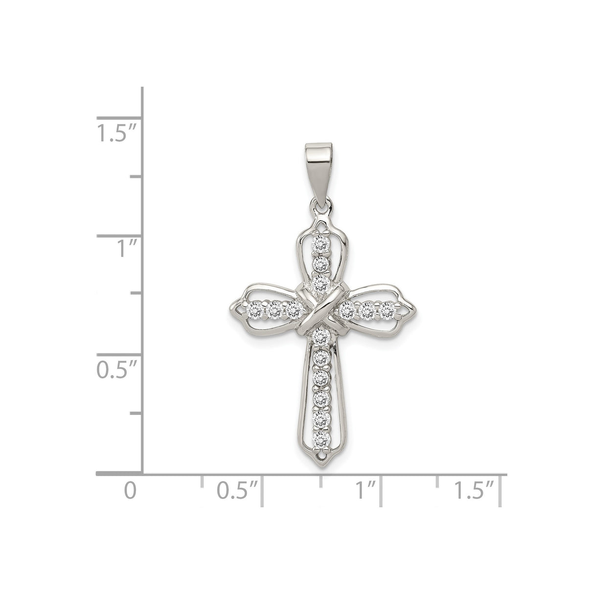 Sterling Silver Cross Pendant with Cubic Zirconia, Faith-Inspired Unisex Religious Jewelry
