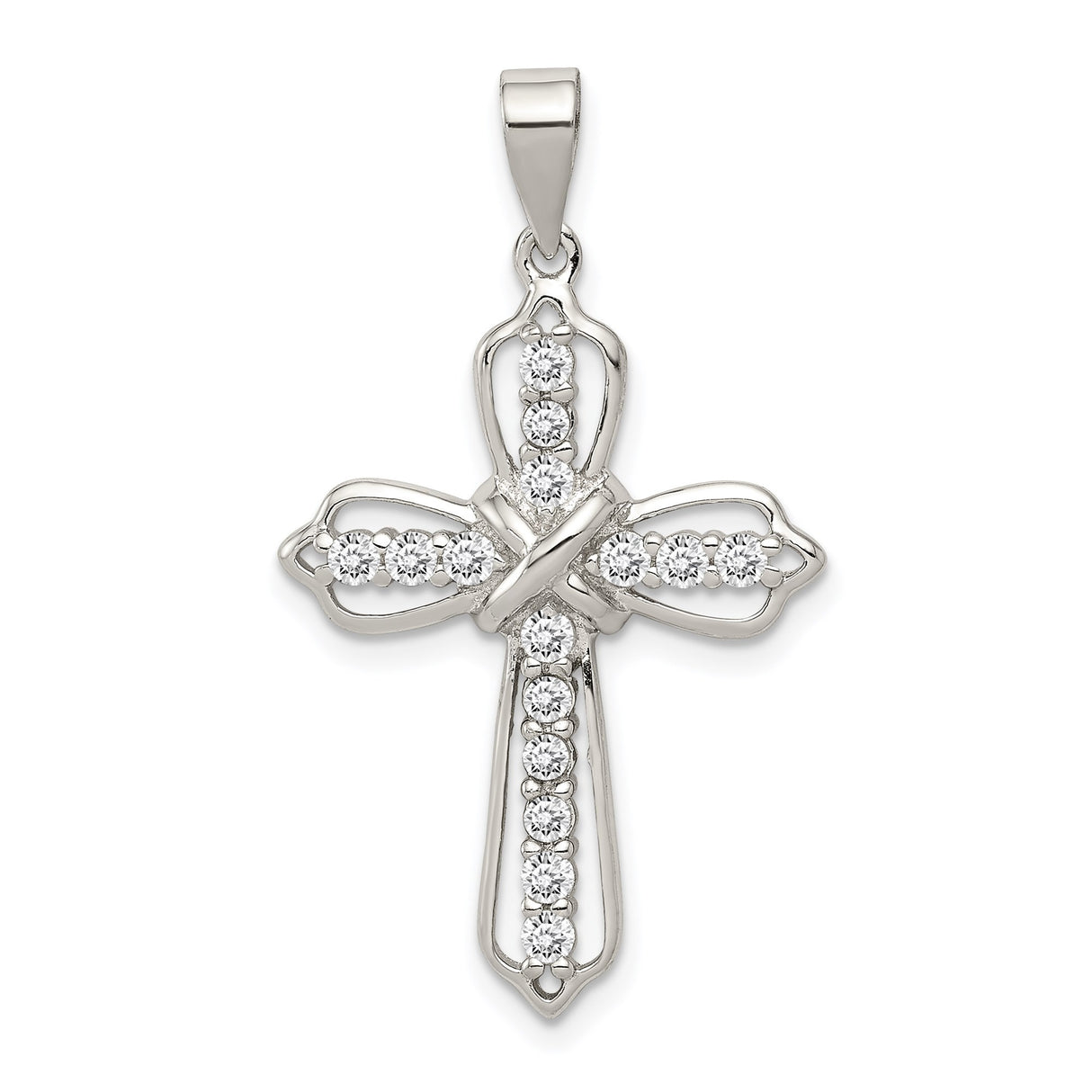Sterling Silver Cross Pendant with Cubic Zirconia, Faith-Inspired Unisex Religious Jewelry