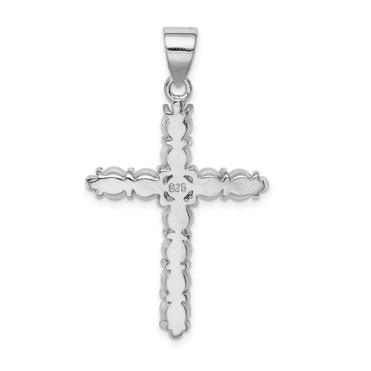 Sterling Silver Cross Pendant with White Pearl, Gold Accents, Faith Symbol Design