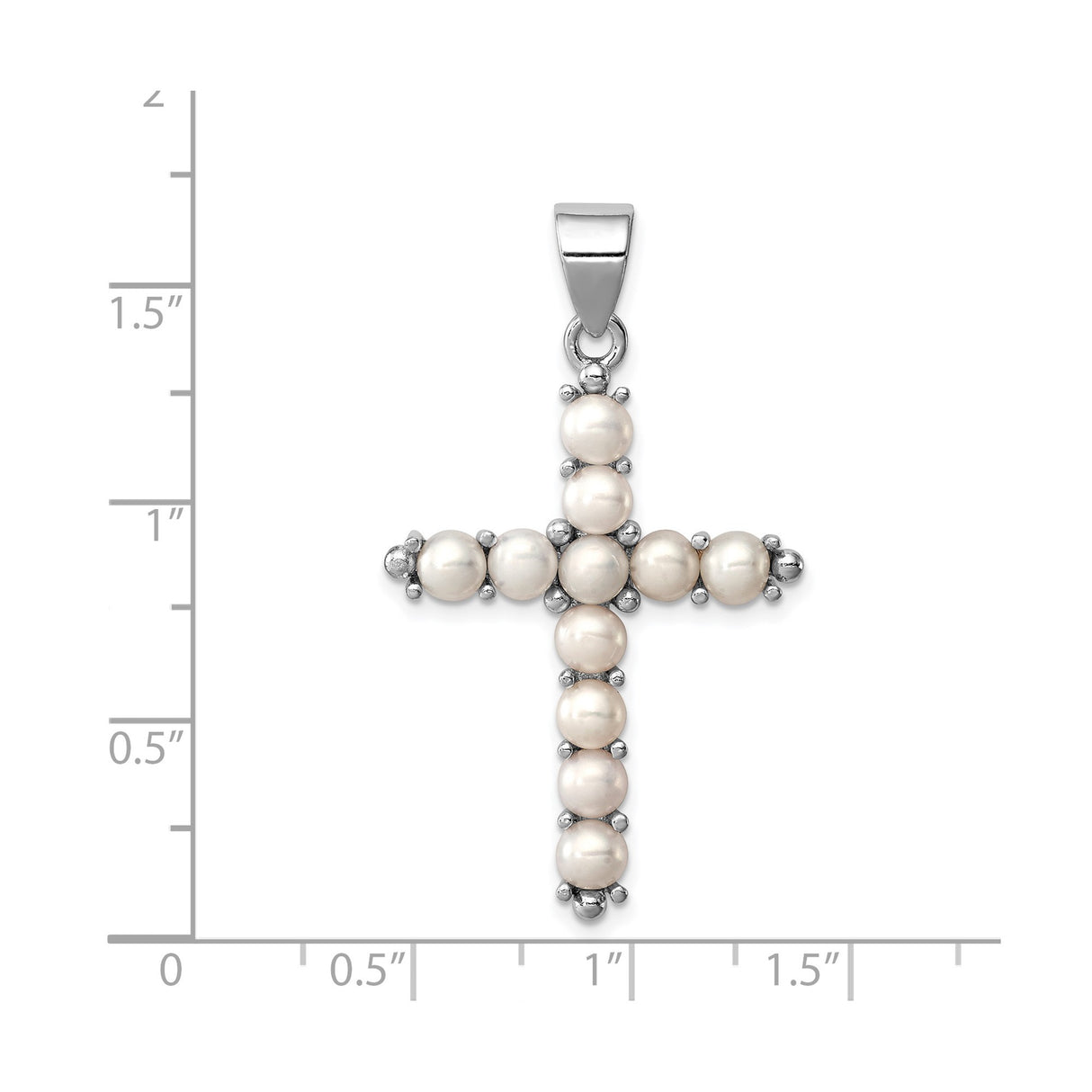 Sterling Silver Cross Pendant with White Pearl, Gold Accents, Faith Symbol Design