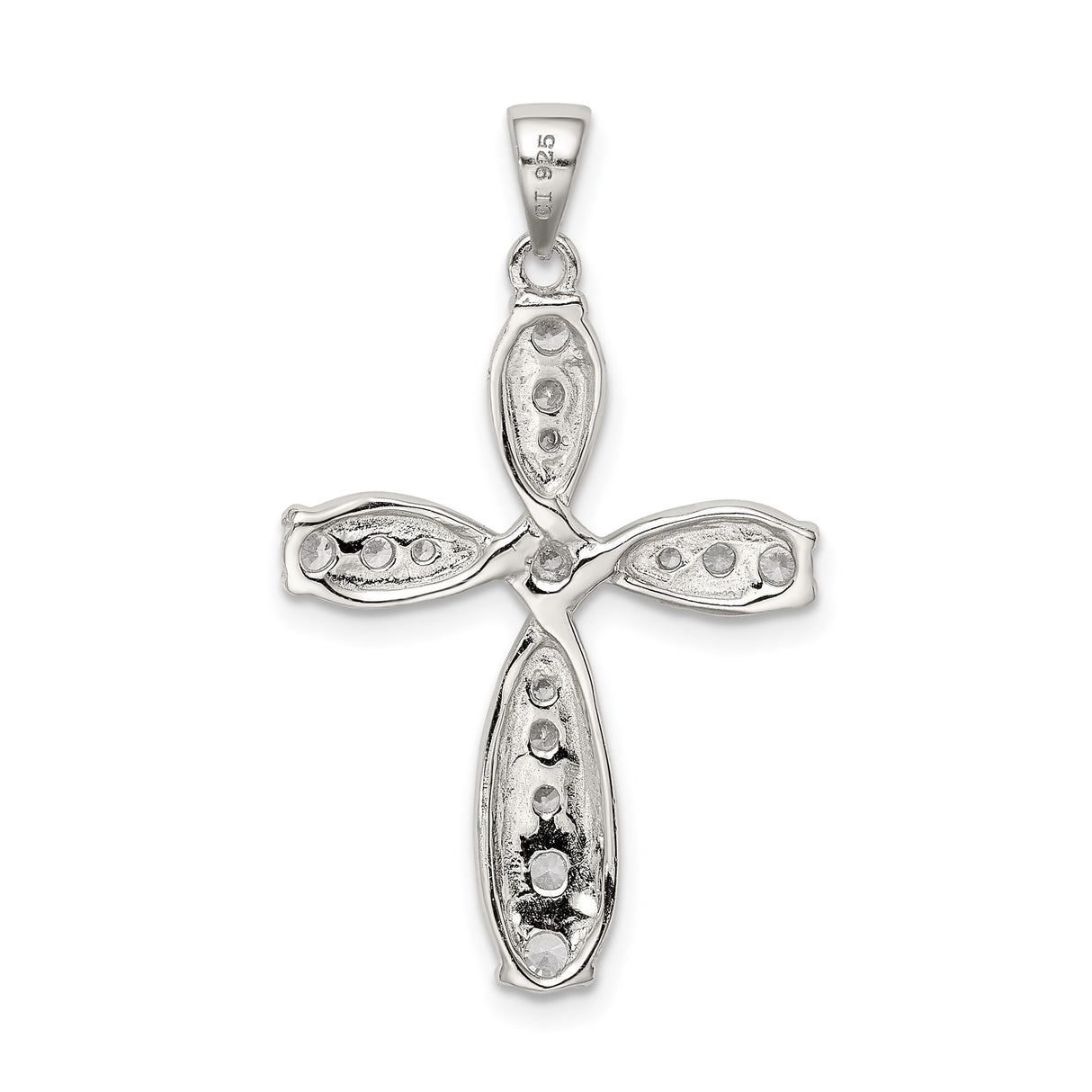Sterling Silver Cross Pendant with Cubic Zirconia, Halo Style Spiritual Charm for Men and Women
