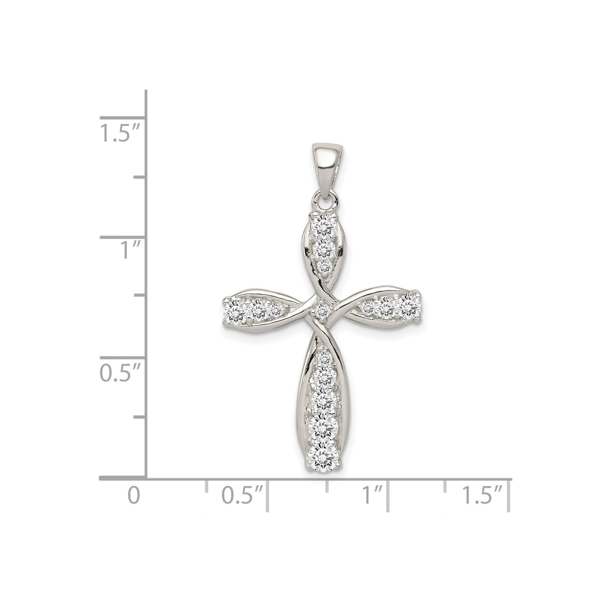 Sterling Silver Cross Pendant with Cubic Zirconia, Halo Style Spiritual Charm for Men and Women