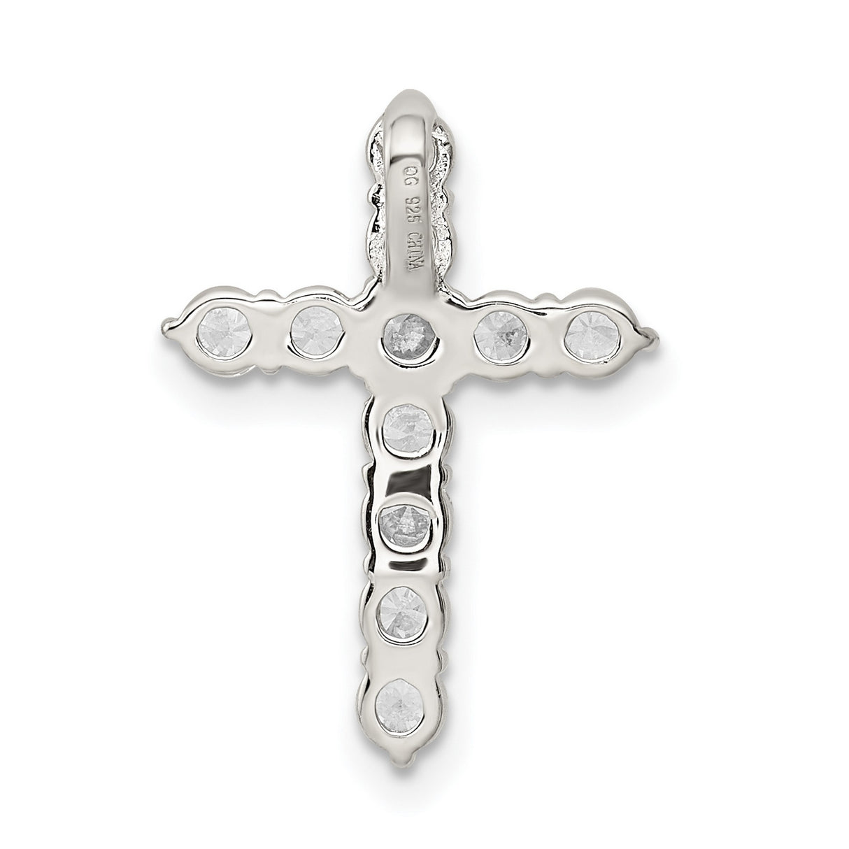 Sterling Silver Cross Pendant with Cubic Zirconia, Gold Accents, Religious Symbol of Faith