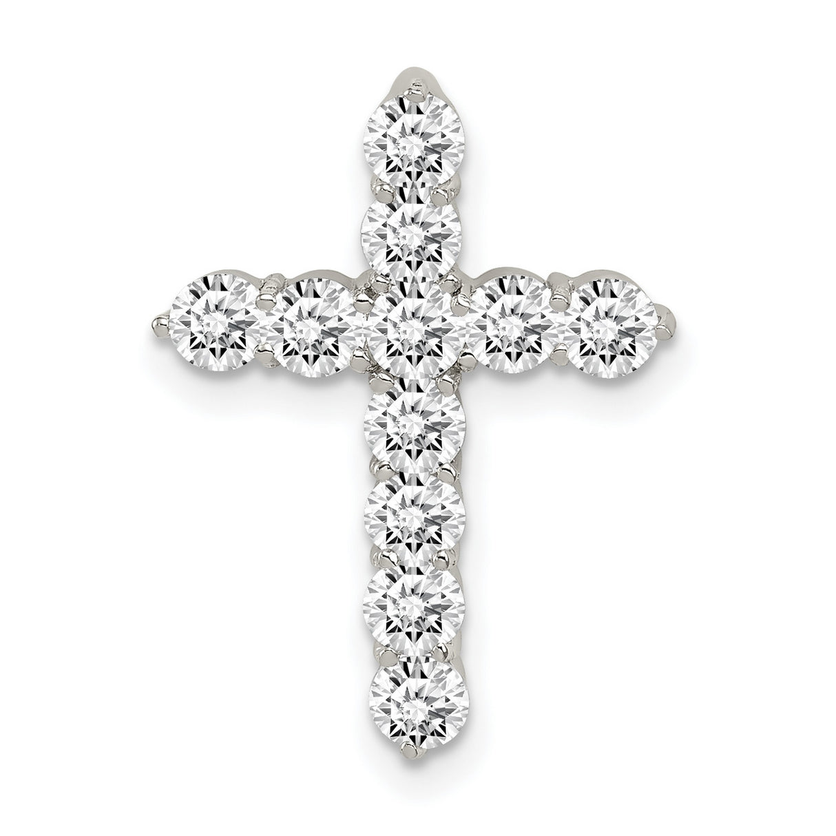 Sterling Silver Cross Pendant with Cubic Zirconia, Gold Accents, Religious Symbol of Faith