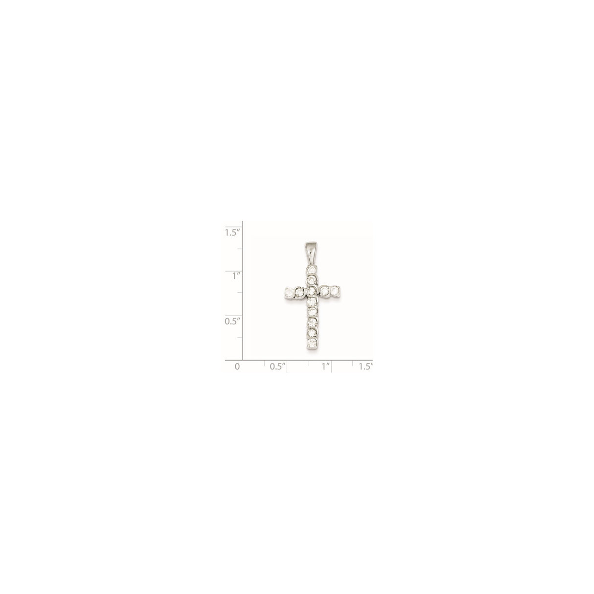 Sterling Silver Cross Pendant with Cubic Zirconia, High Polish Religious Design