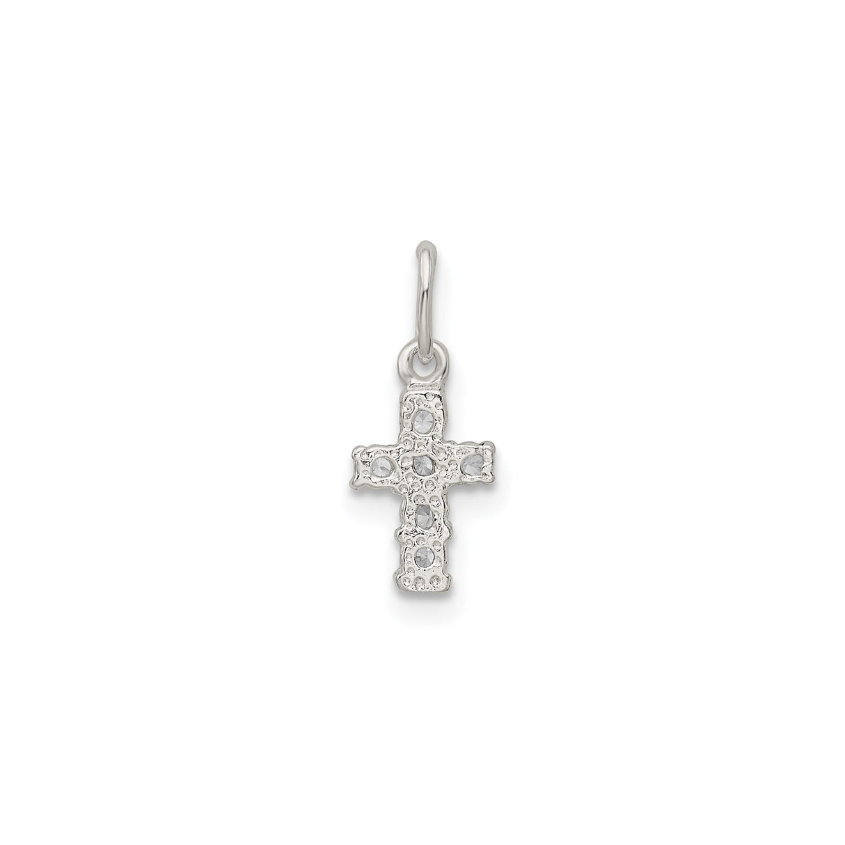 Sterling Silver Cross Pendant with Cubic Zirconia, Polished Spiritual Unisex Jewelry
