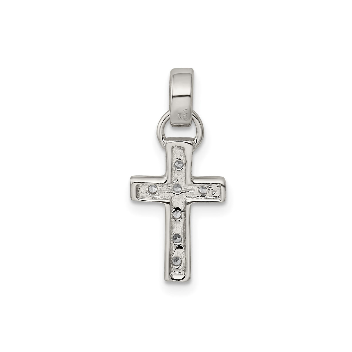 Sterling Silver Cross Pendant with Cubic Zirconia, Modern Religious Unisex Jewelry