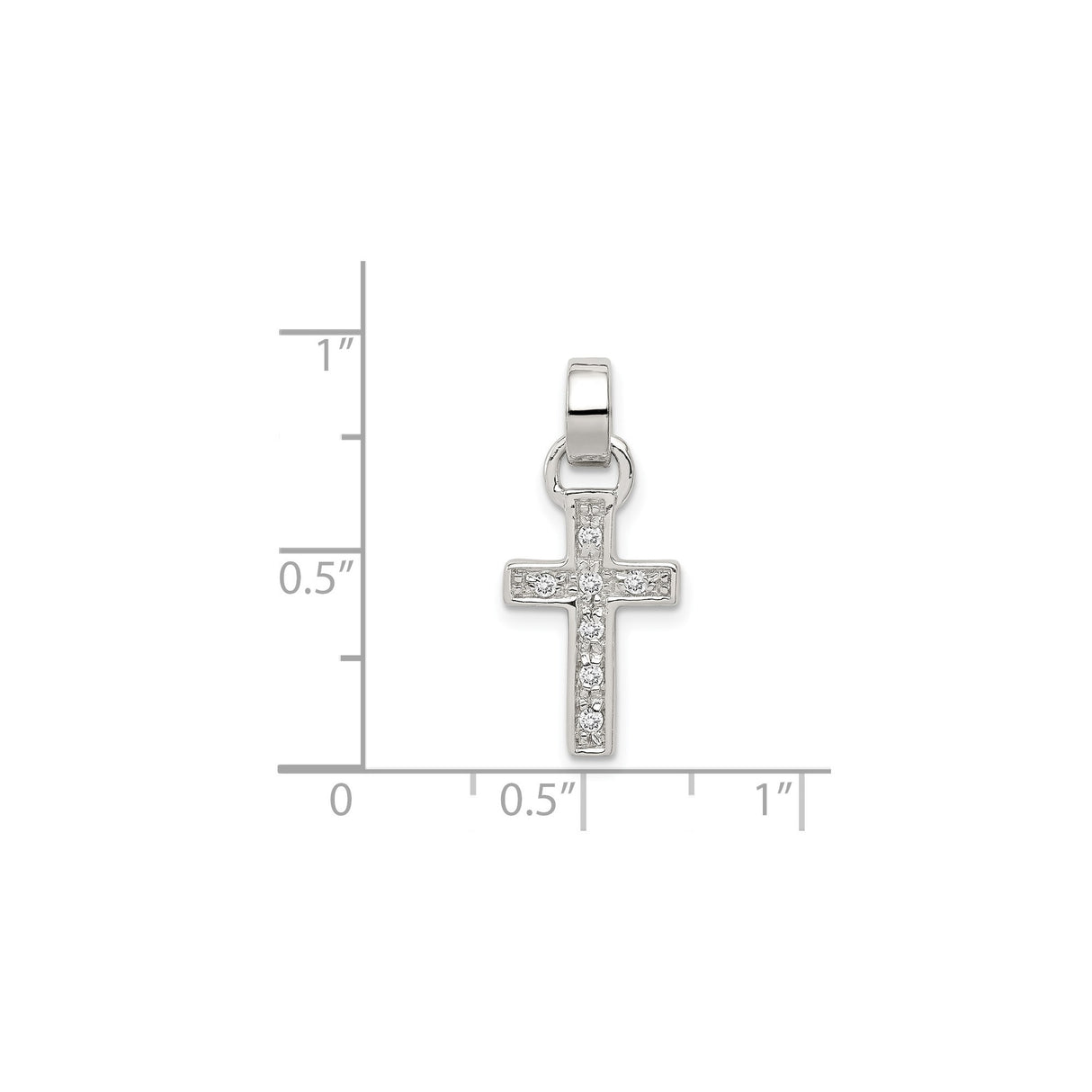 Sterling Silver Cross Pendant with Cubic Zirconia, Modern Religious Unisex Jewelry