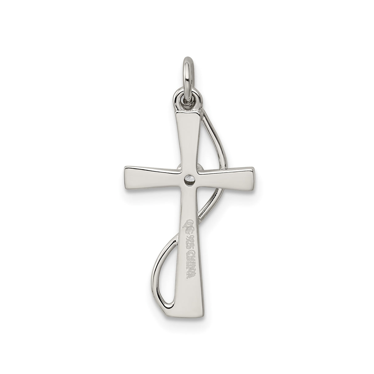 Sterling Silver Infinity Cross Pendant with Cubic Zirconia, Modern Religious Design