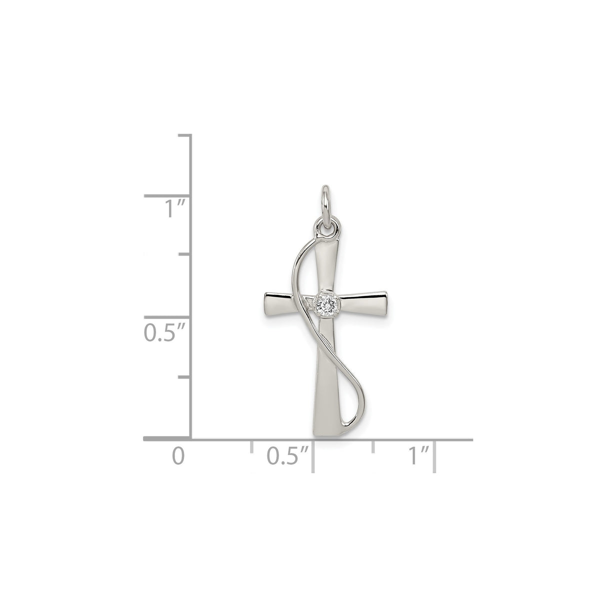 Sterling Silver Infinity Cross Pendant with Cubic Zirconia, Modern Religious Design