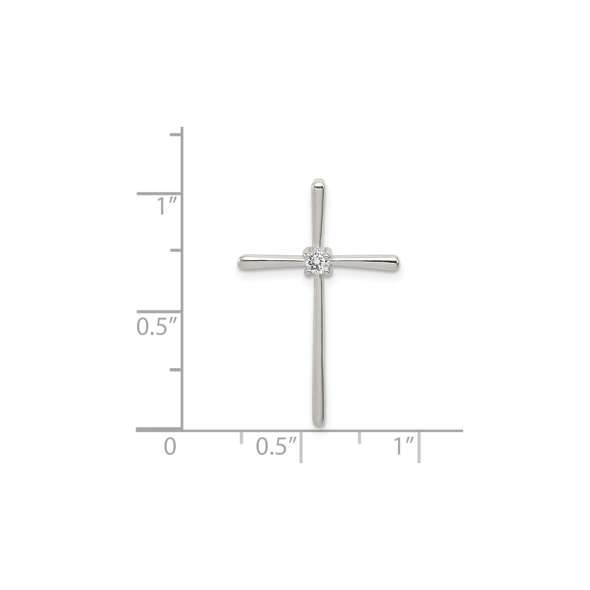 Sterling Silver Cross Pendant with Cubic Zirconia and Mirror Finish for Men and Women