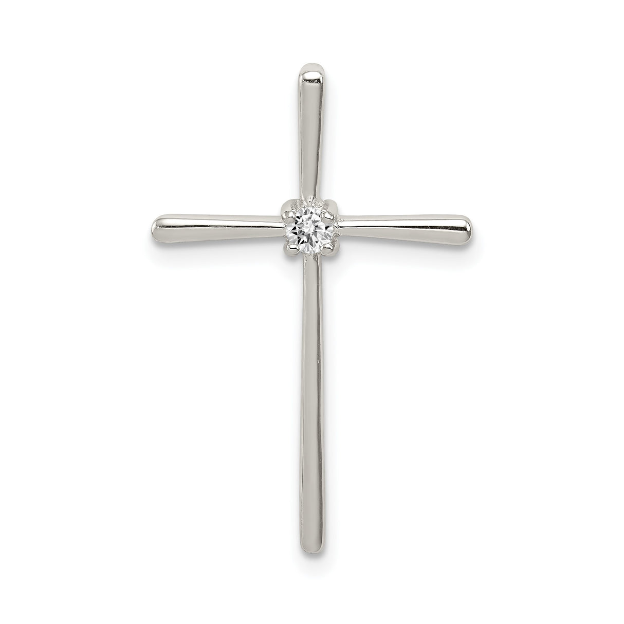 Sterling Silver Cross Pendant with Cubic Zirconia and Mirror Finish for Men and Women