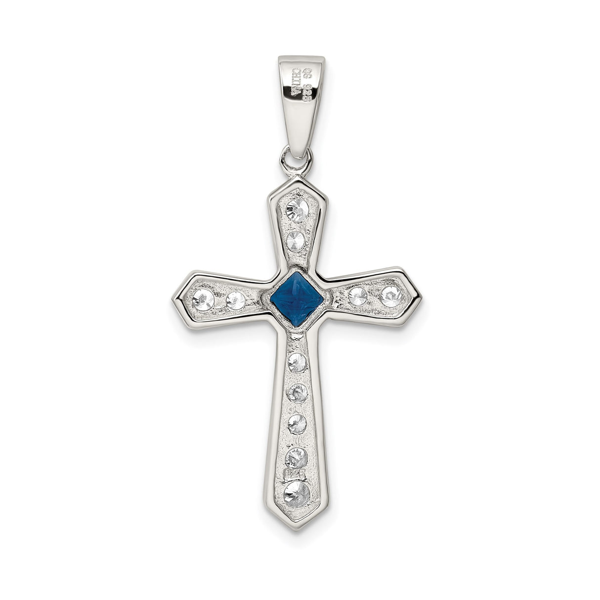 Sterling Silver Cross Pendant with Cubic Zirconia and Vintage Milgrain Design