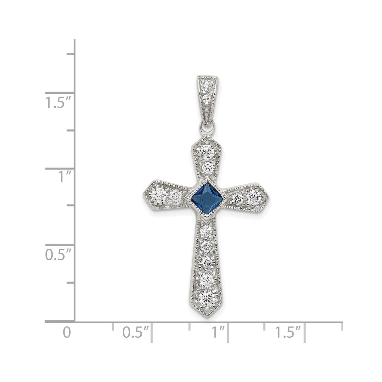 Sterling Silver Cross Pendant with Cubic Zirconia and Vintage Milgrain Design