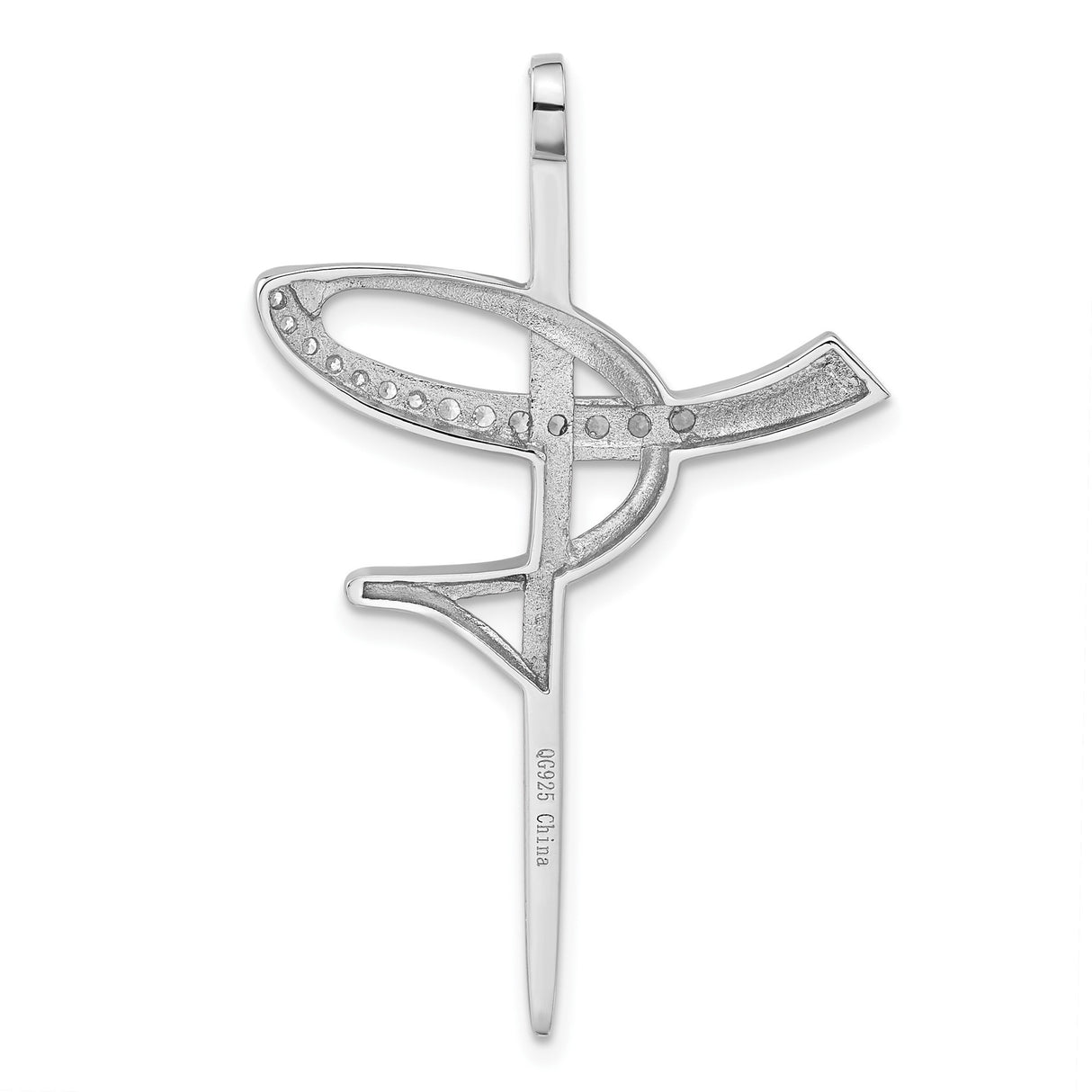Sterling Silver Cross Pendant with Cubic Zirconia, Minimalist Religious Design for Men and Women