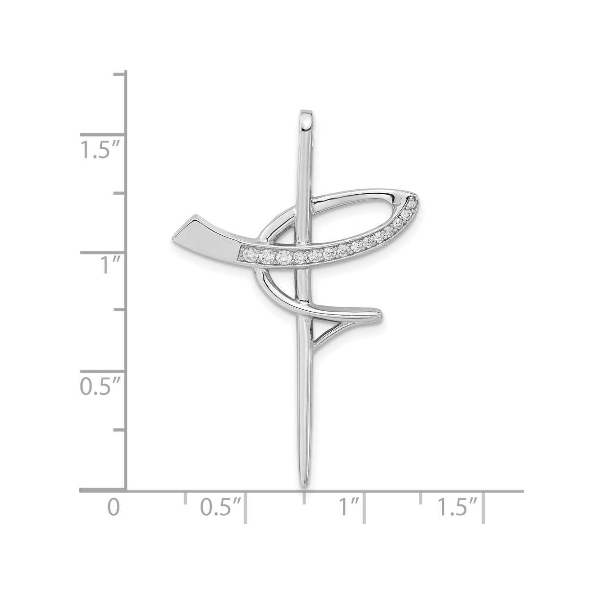 Sterling Silver Cross Pendant with Cubic Zirconia, Minimalist Religious Design for Men and Women