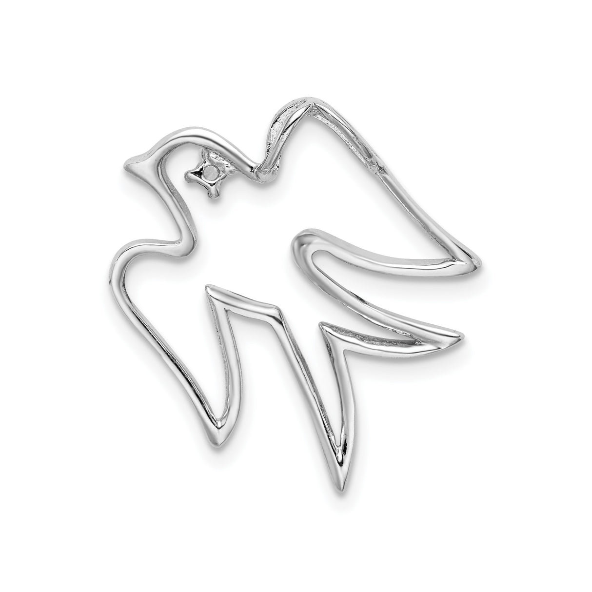 Sterling Silver Dove Pendant with Cubic Zirconia, Open Outline Peace and Faith Design