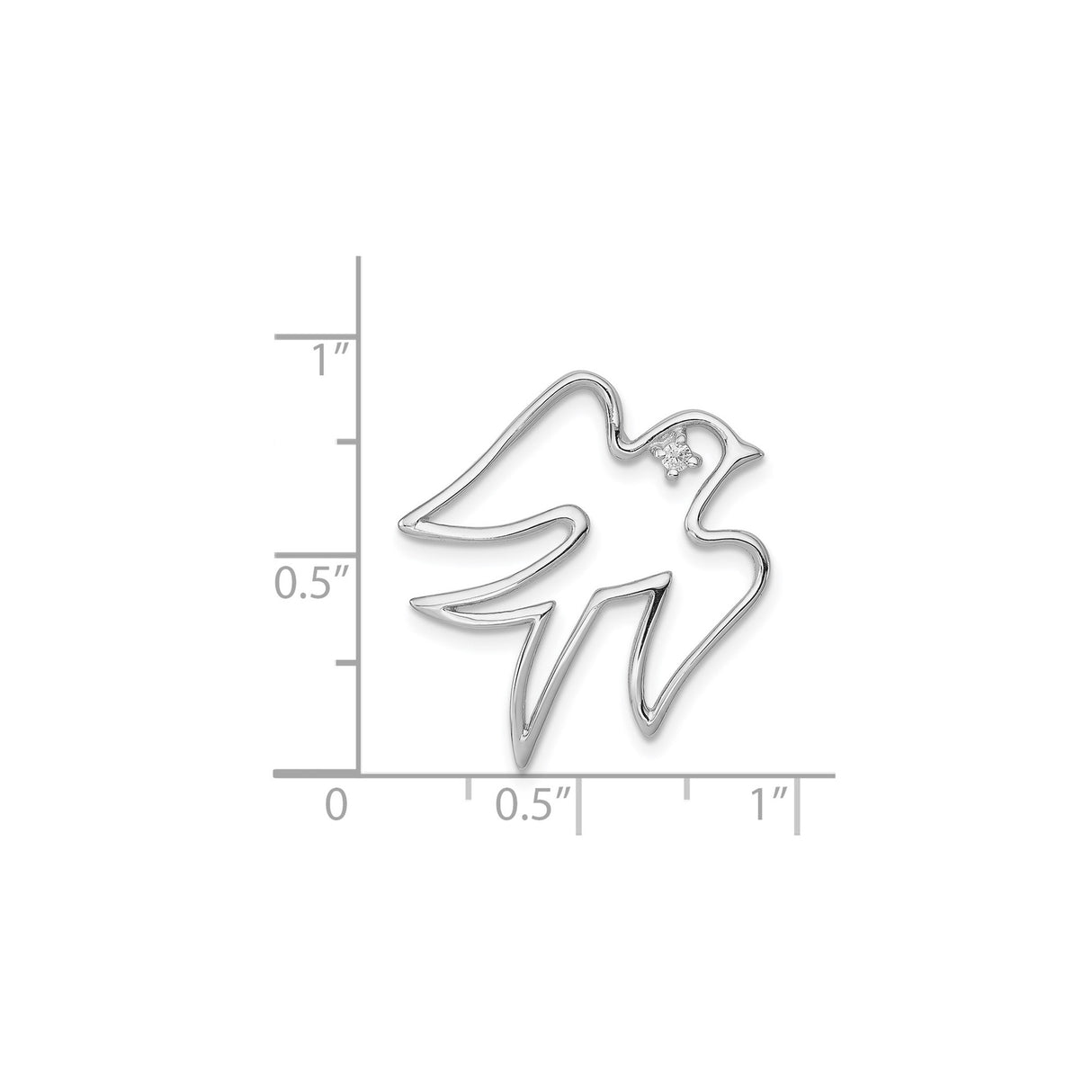 Sterling Silver Dove Pendant with Cubic Zirconia, Open Outline Peace and Faith Design