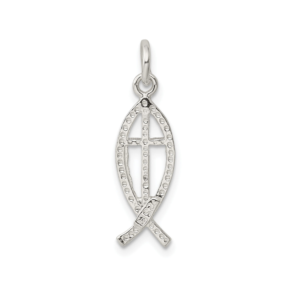 Sterling Silver Christian Fish Cross Pendant, Ichthys Religious Symbol Jewelry for Men and Women