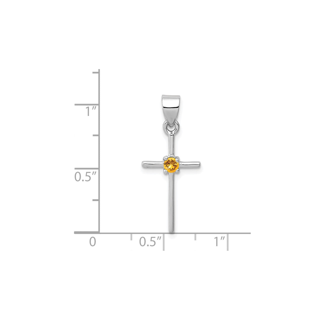 Sterling Silver Cross Pendant with Citrine in Bezel Setting, Modern Faith Symbol Jewelry