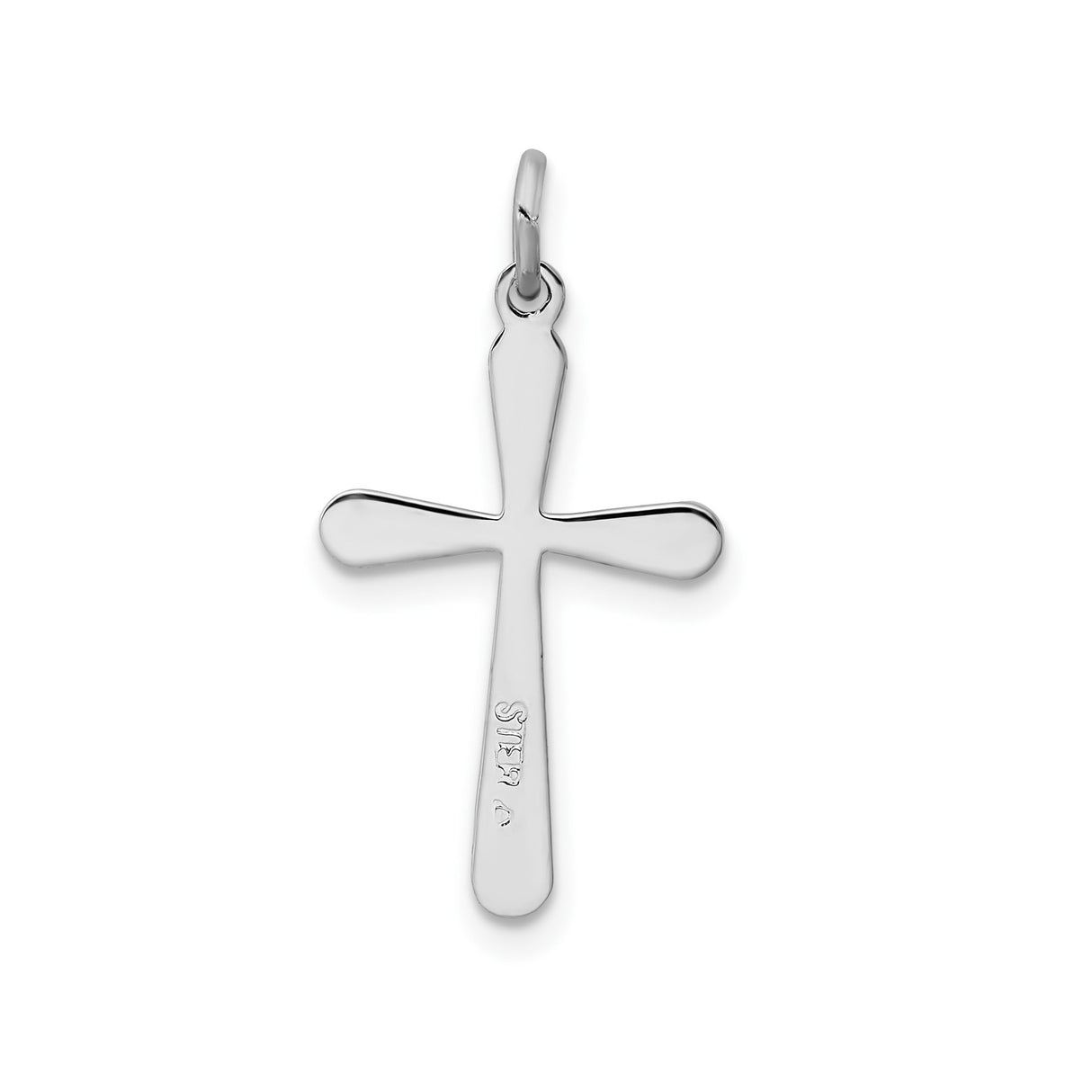 Sterling Silver Cross Pendant with Rounded Teardrop Charm and Mirror Finish