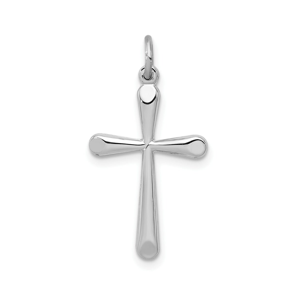 Sterling Silver Cross Pendant with Rounded Teardrop Charm and Mirror Finish