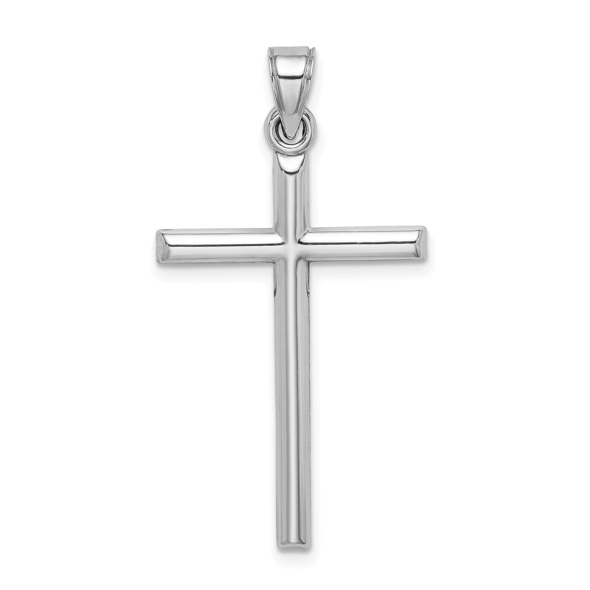 Sterling Silver Cross Pendant, Mirror Finish Latin Cross, Minimalist Religious Charm for Men and Women