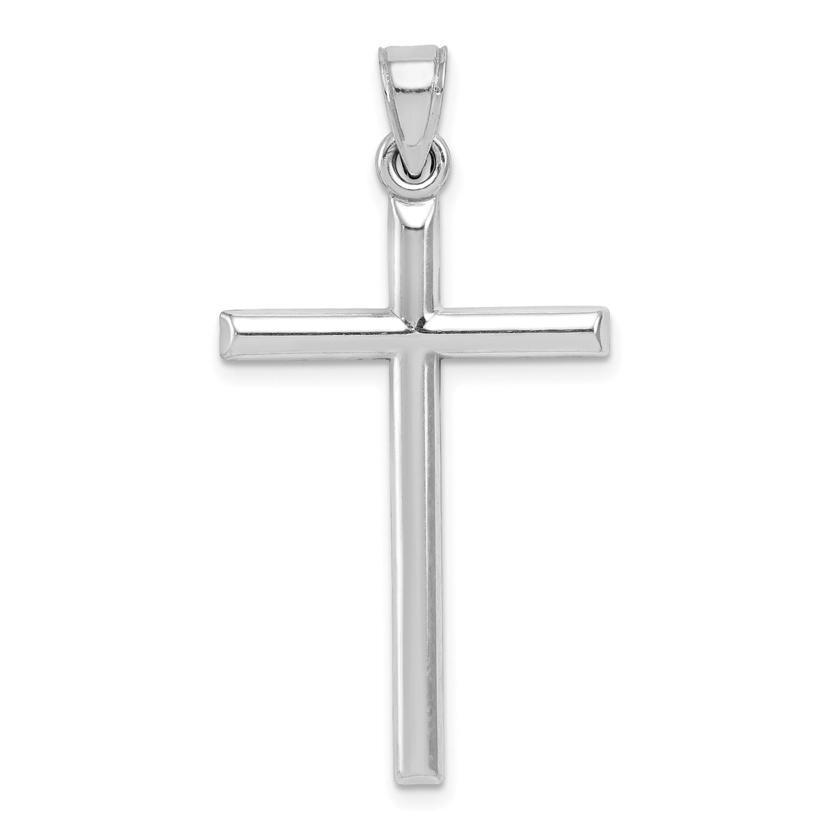 Sterling Silver Cross Pendant, Mirror Finish Latin Cross, Minimalist Religious Charm for Men and Women